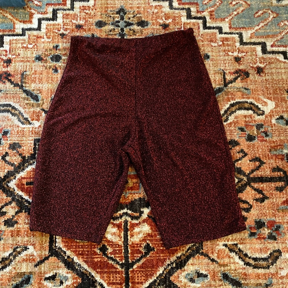 Dark red burgundy sparkle biker shorts